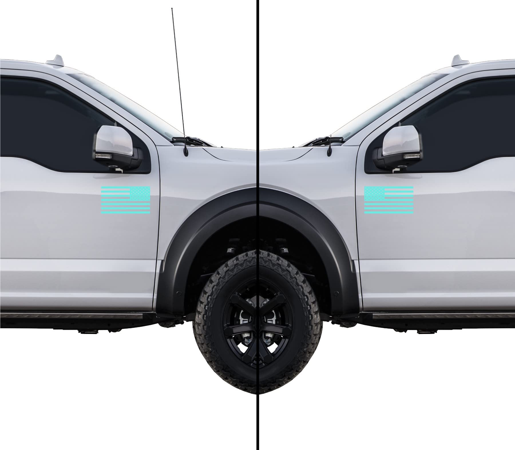 American Us Flag [Pick Color/Size] Vinyl Decal Sticker For Laptop/Car/Truck/Window/Bumper (18In Subdued Pair, Matte Tiffany Blue