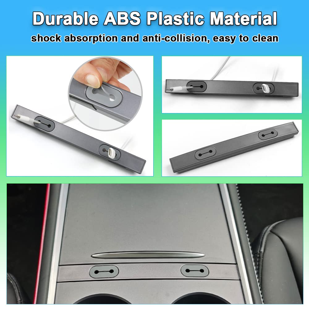 Carbar Tesla Usb Hub For Model 3 2021-2023, Model Y 2019-2023 Automotive Center Console Cable Organizer With Charging Cable Mana