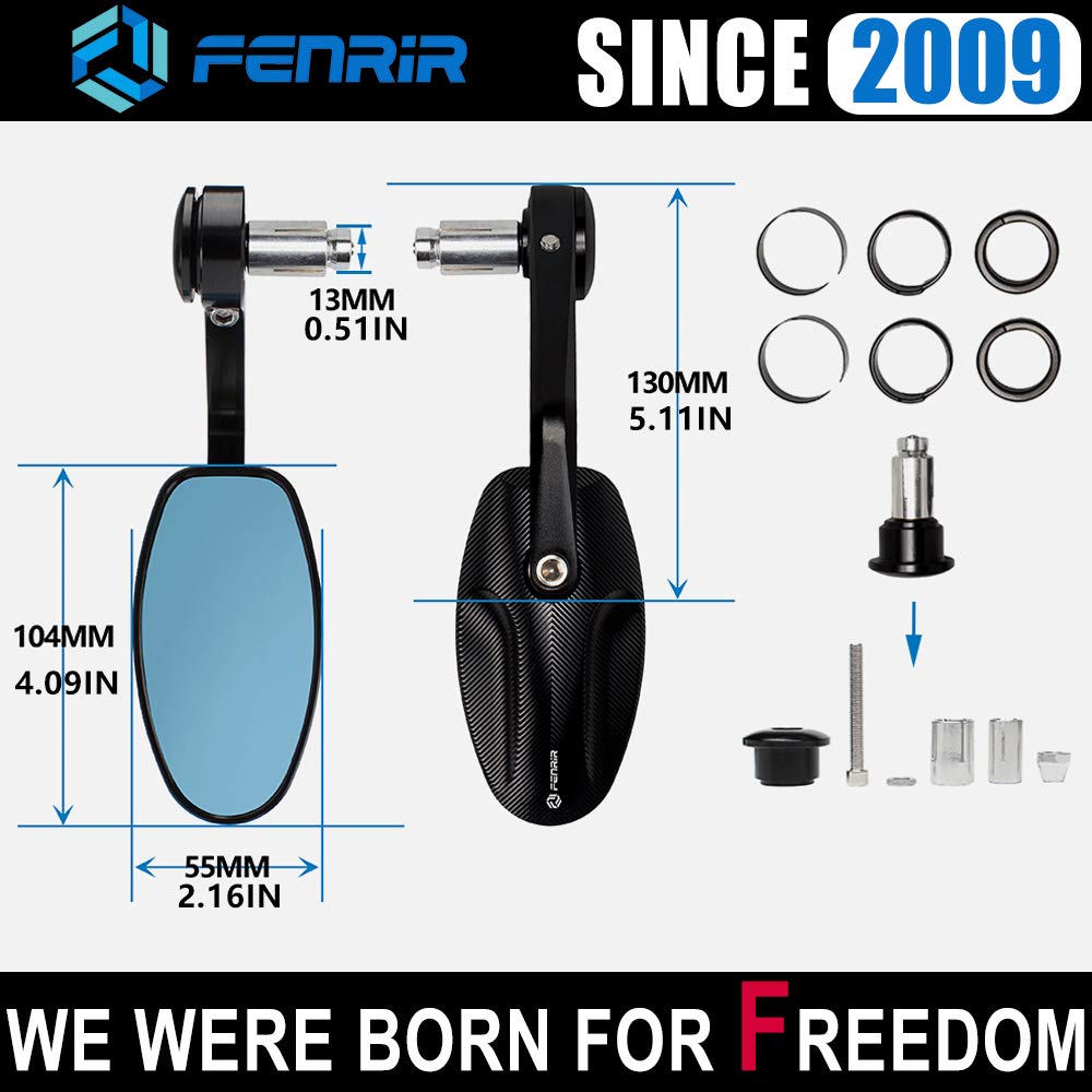 Fenrir Cnc Aluminum Alloy Cafe Racer Black Motorcycle Bar End Mirrors Side 22Mm 7/8' Inch Handlebar Mirror Universal Rear View For M8/M6 Standard Super Sport Naked Street Bike Cruiser Minimoto Scooter