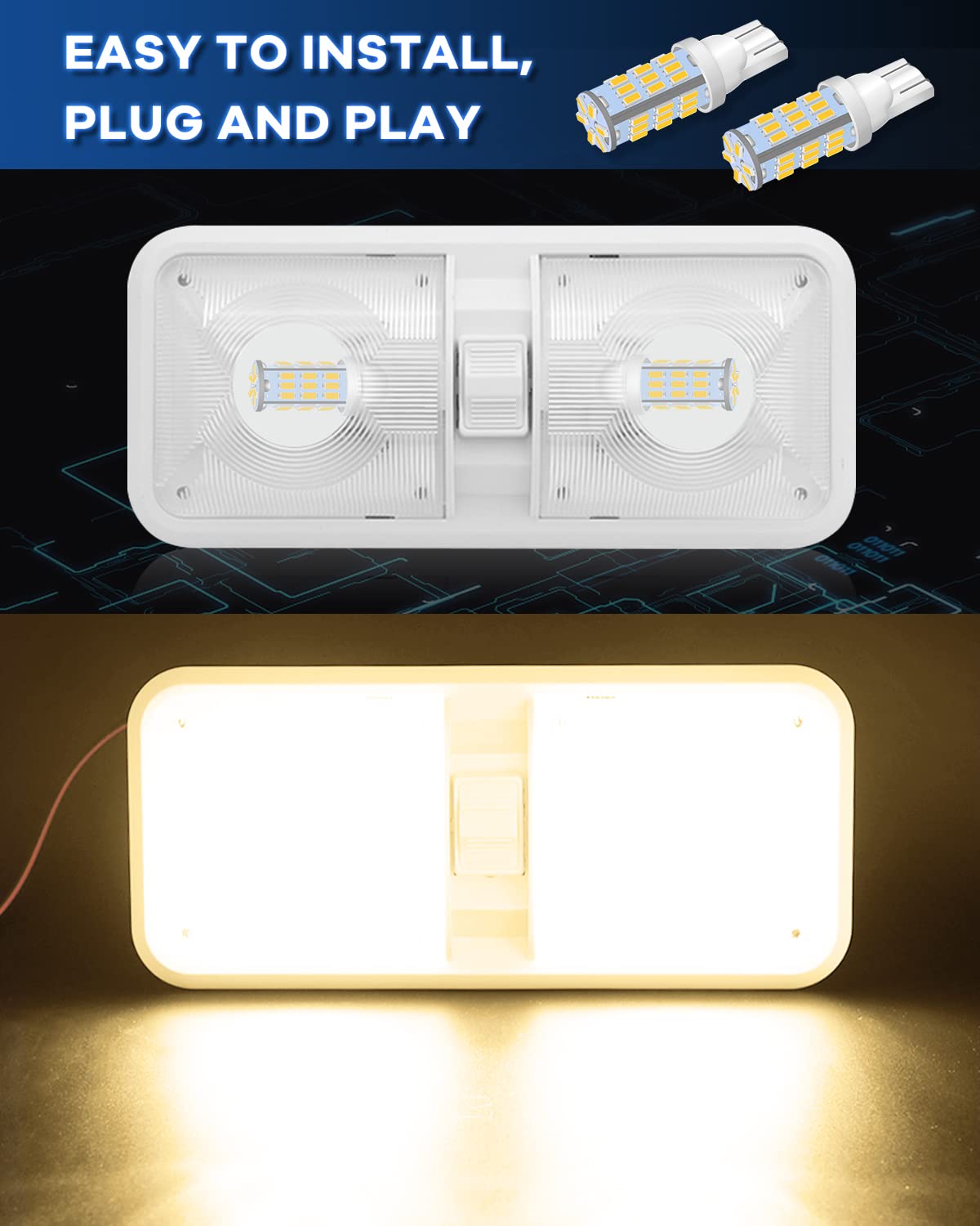 Qoope T10 194 921 Led Light Bulbs, Super Bright 912 168 175 Led Bulbs 12 Volt Rv Camper Trailer Boat Trunk Interior Dome Map Lic