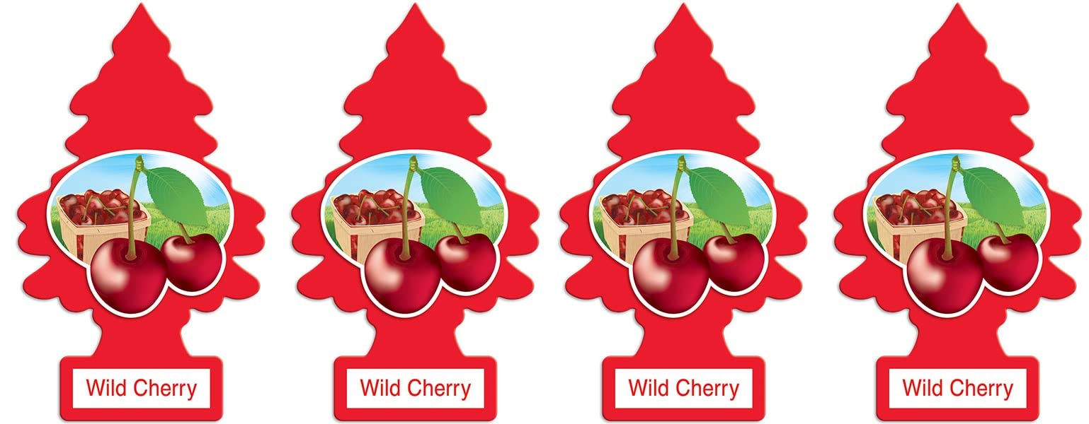 Little Trees Car Air Freshener | Hanging Paper Tree For Home Or Car | Wild Cherry | 4 Pack