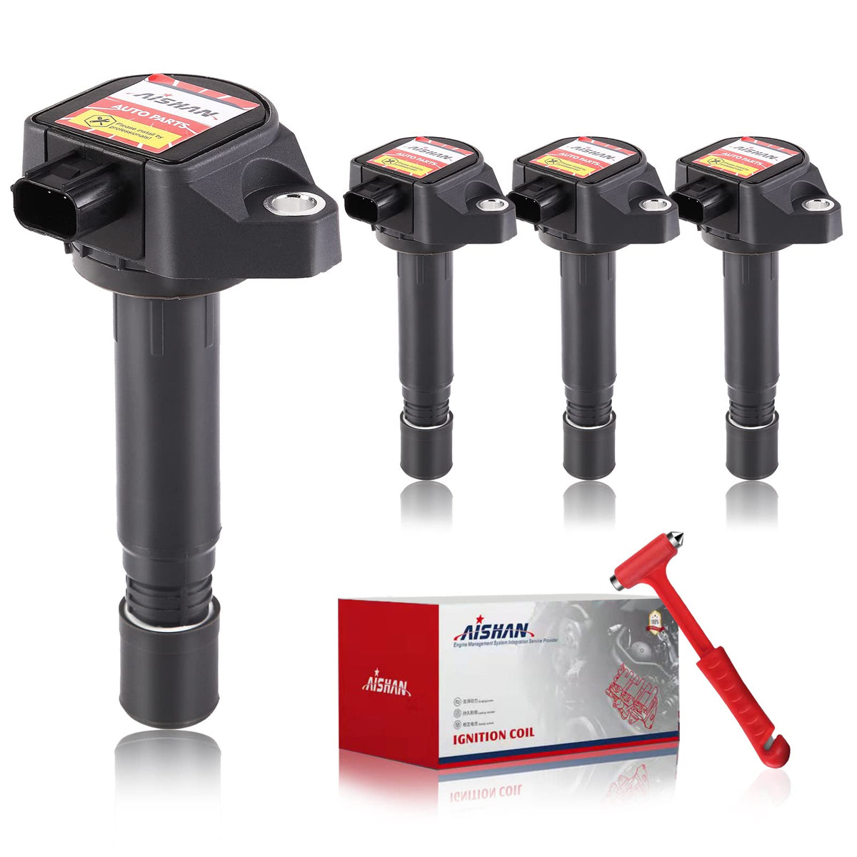Aishan Set Of 4 Ignition Coil Pack Compatible With 2006 2007 2008 2009 2010 2011 Honda Civic 1.8L | Replace# Uf582