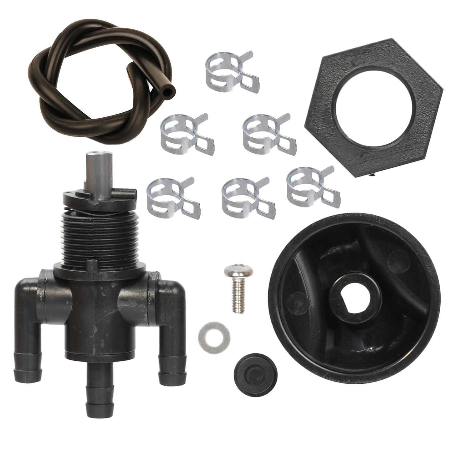 HIFROM 3-Way Petcock Tank Fuel Shut-Off Valve 7052154 with Fuel Line Plastic Knob Compatible with Polaris ATV Polaris ATV Scramb