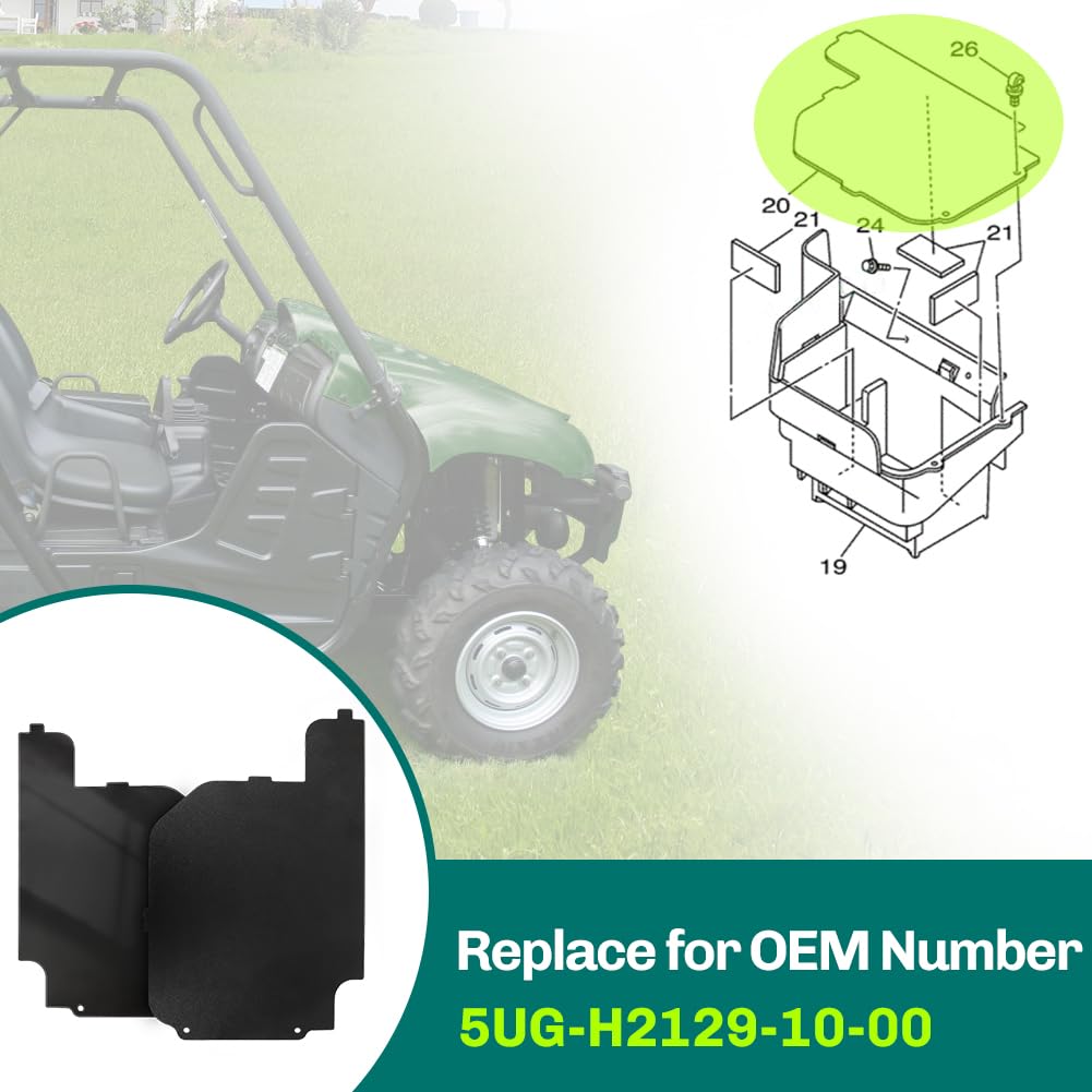 Motoparty For Yamaha Rhino 660 Battery Cover Battery Cover Box Lid For 2006-2009 Yamaha Rhino 450 (Yxr450F)& 2004-2008 Yamaha Rhino 660 (Yxr660F) Replace For Oem Number 5Ug-H2129-10-00
