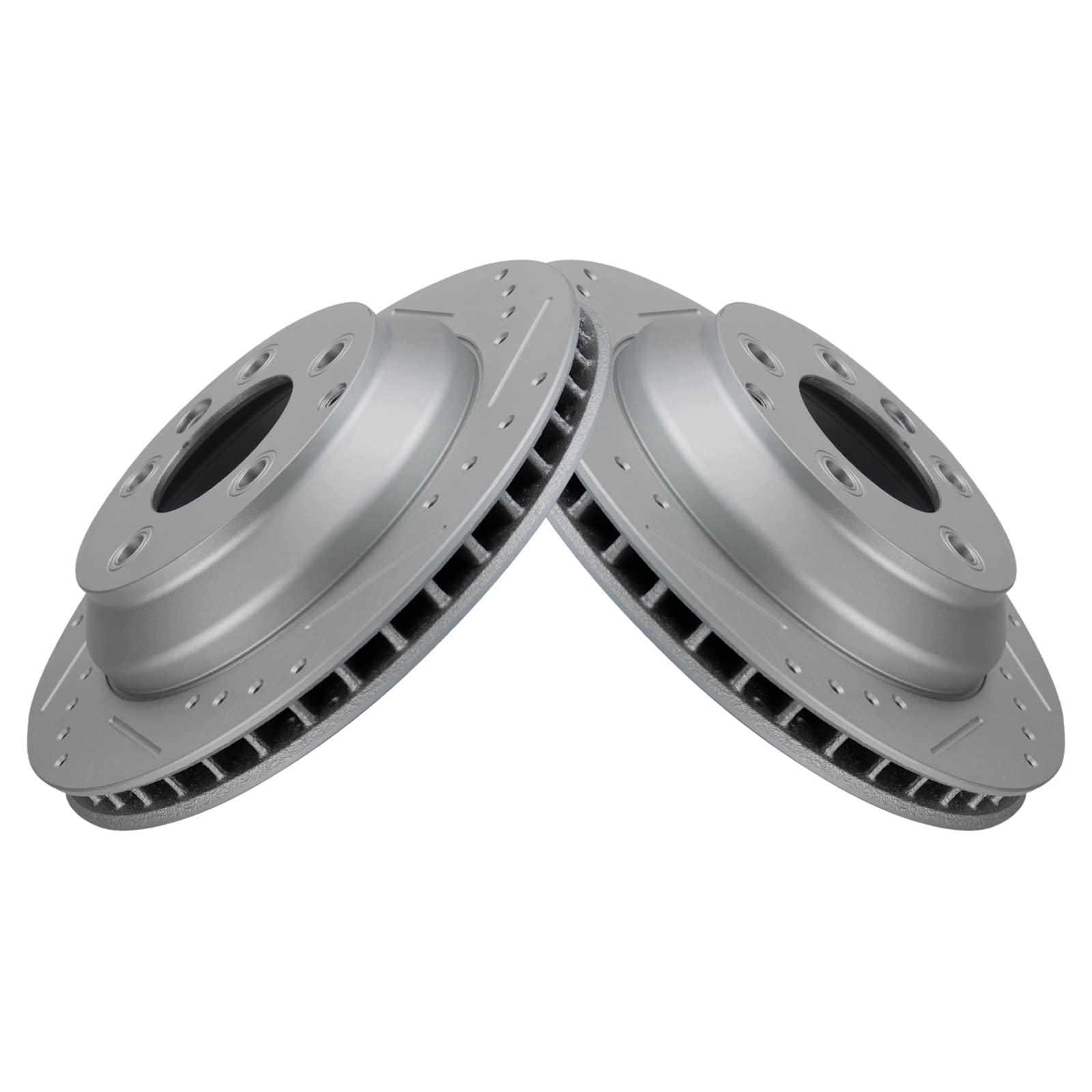 Trq Rear Performance Brake Rotors Set Vented Premium G-Coated Cross Drilled & Slotted Compatible With 2007-2015 Audi Q7 2003-201