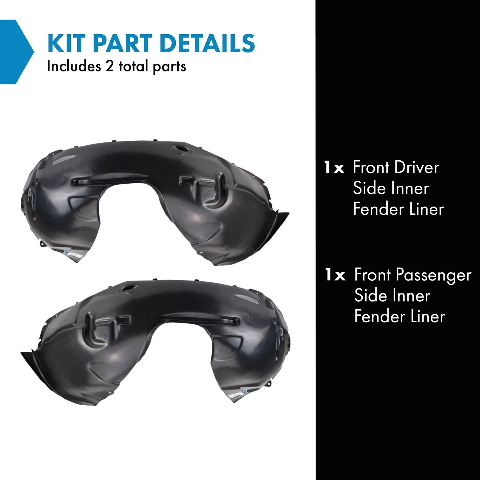 Trq Front Inner Fender Liner Set Compatible With 2006-2013 Volvo C70 Vo1248110 Vo1249110