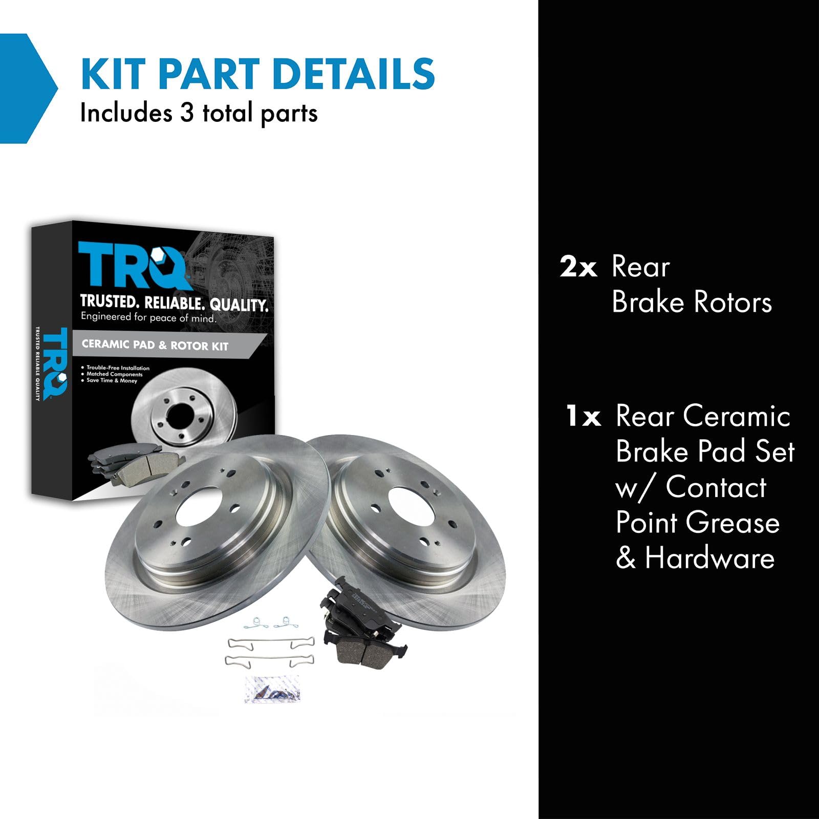 TRQ Rear Brake Pad & Rotor Kit Brake Pads Brake Rotor Ceramic Compatible with 2019-2021 Acura RDX