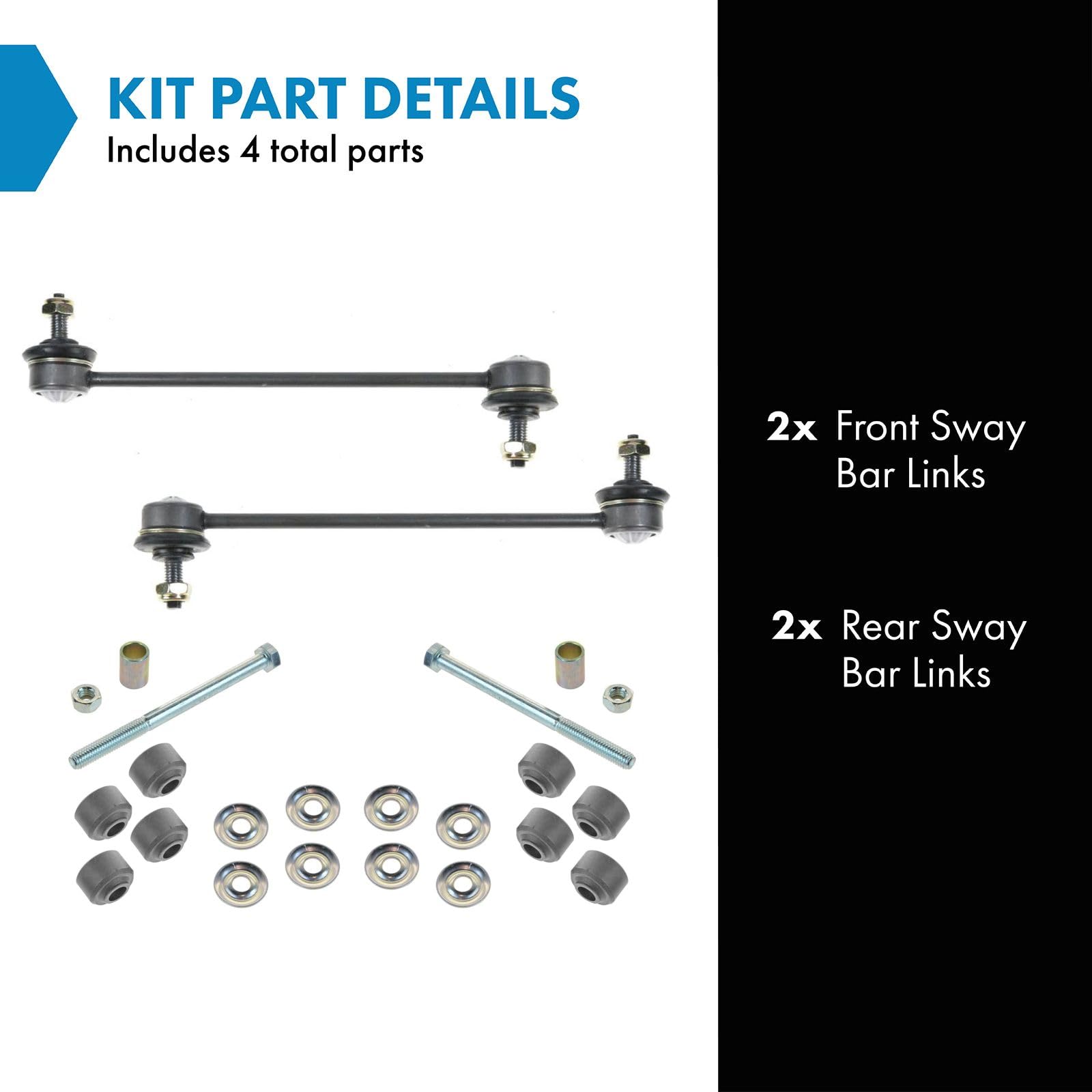 Trq Front & Rear Sway Bar Stabilizer Link Set Compatible With 2000-2010 Ford Focus