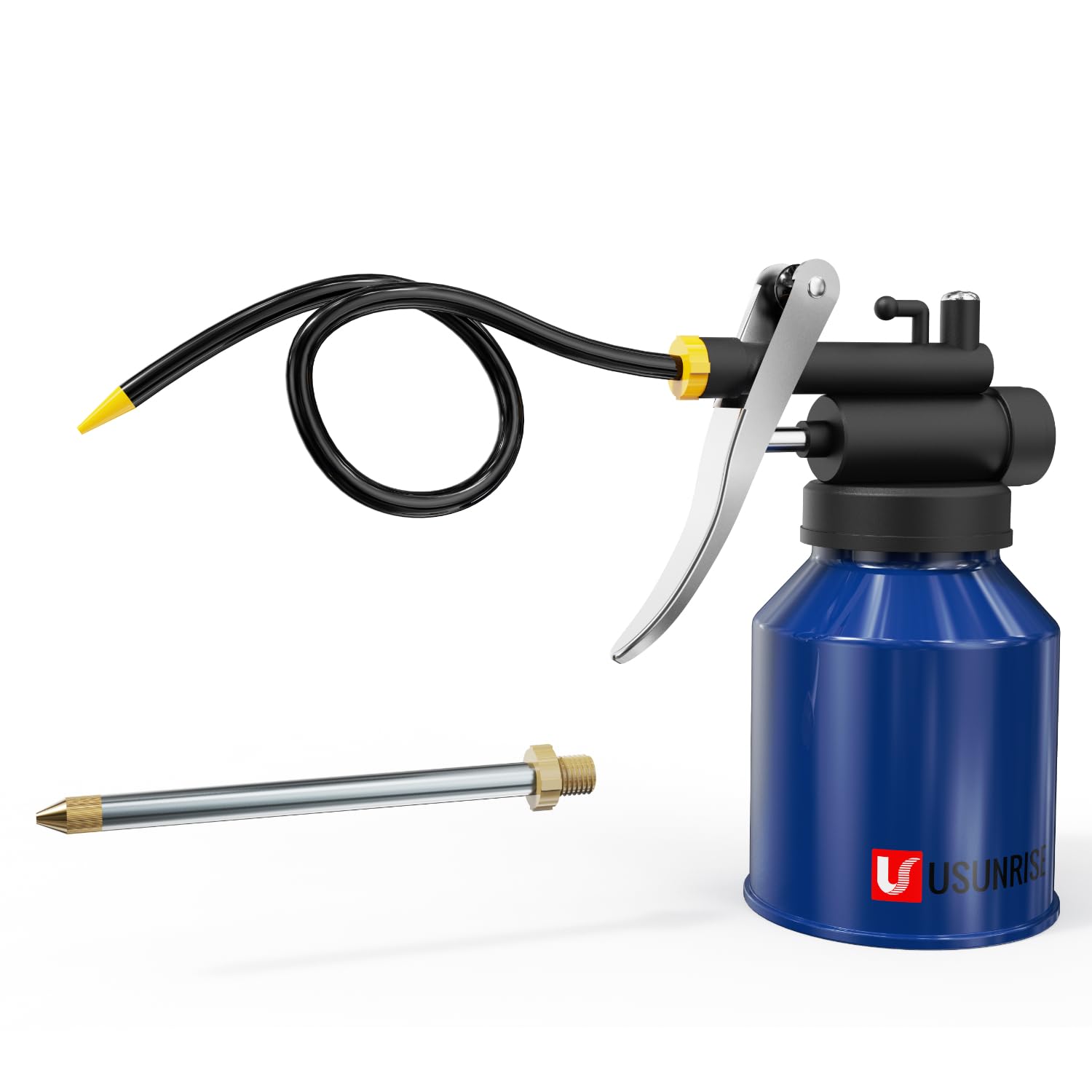 Usunrise Oil Can Pump Heavy Duty Pistol Type Oiler With Metl & Flexible Spout (Blue)
