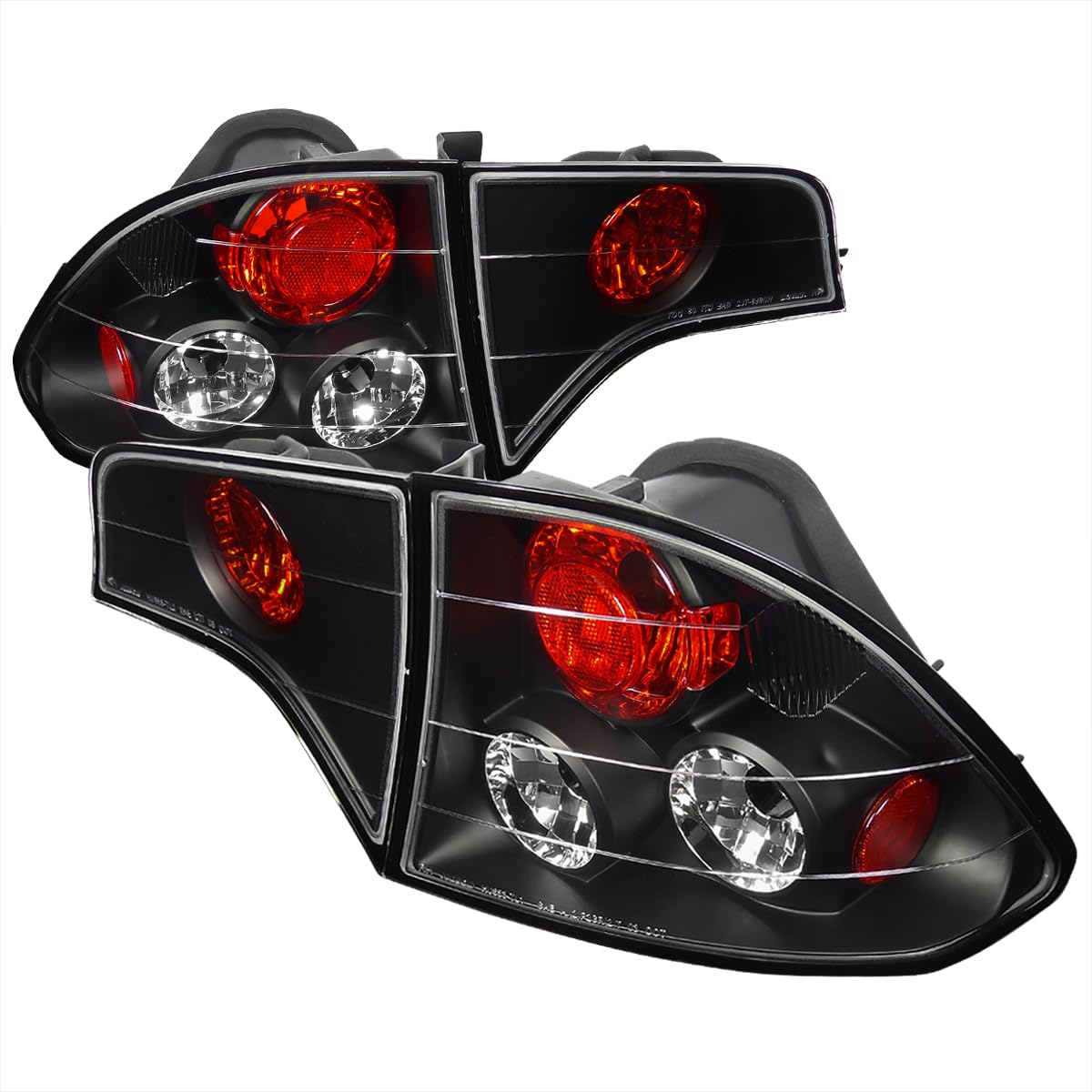 Spec-D Tuning Black Housing Clear Lens Tail Lights Compatible With 2006-2011 Honda Civic Sedan 4 Door, Left + Right Pair Assembl