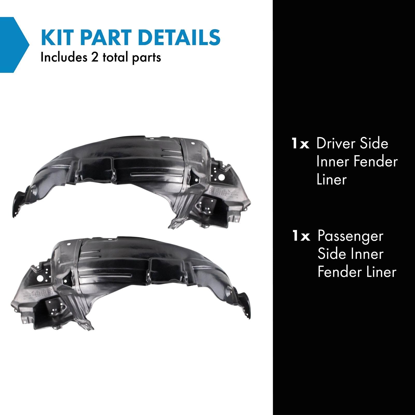 Trq Inner Fender Liner Set Compatible With 2003-2005 Lexus Is300 Lx1250108 Lx1251108