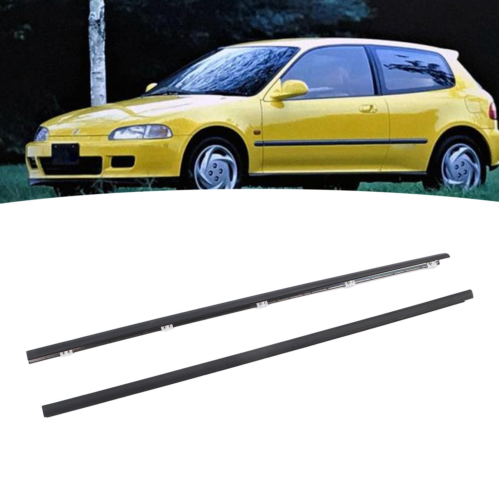 Car Door Window Weatherstrip Molding Trim For Honda Civic 1991-1995, 1 Pair Car Window Seal Strip, Replace 72410-Sr3-003 72450-Sr3-003, Efficient Sealing