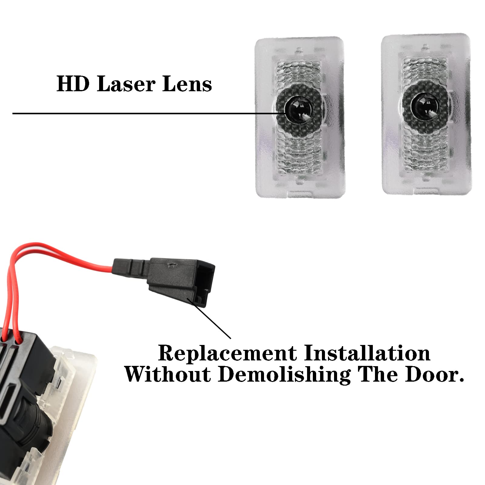 4Pcs Upgraded Tesla Puddle Lights Car Door Lights Logo Projector,Rcbdcygj Ultra-Bright Ghost Shadow Lights Welcome Courtesy Step Door Lamps Replacement With Extension Cords (Pink Light)