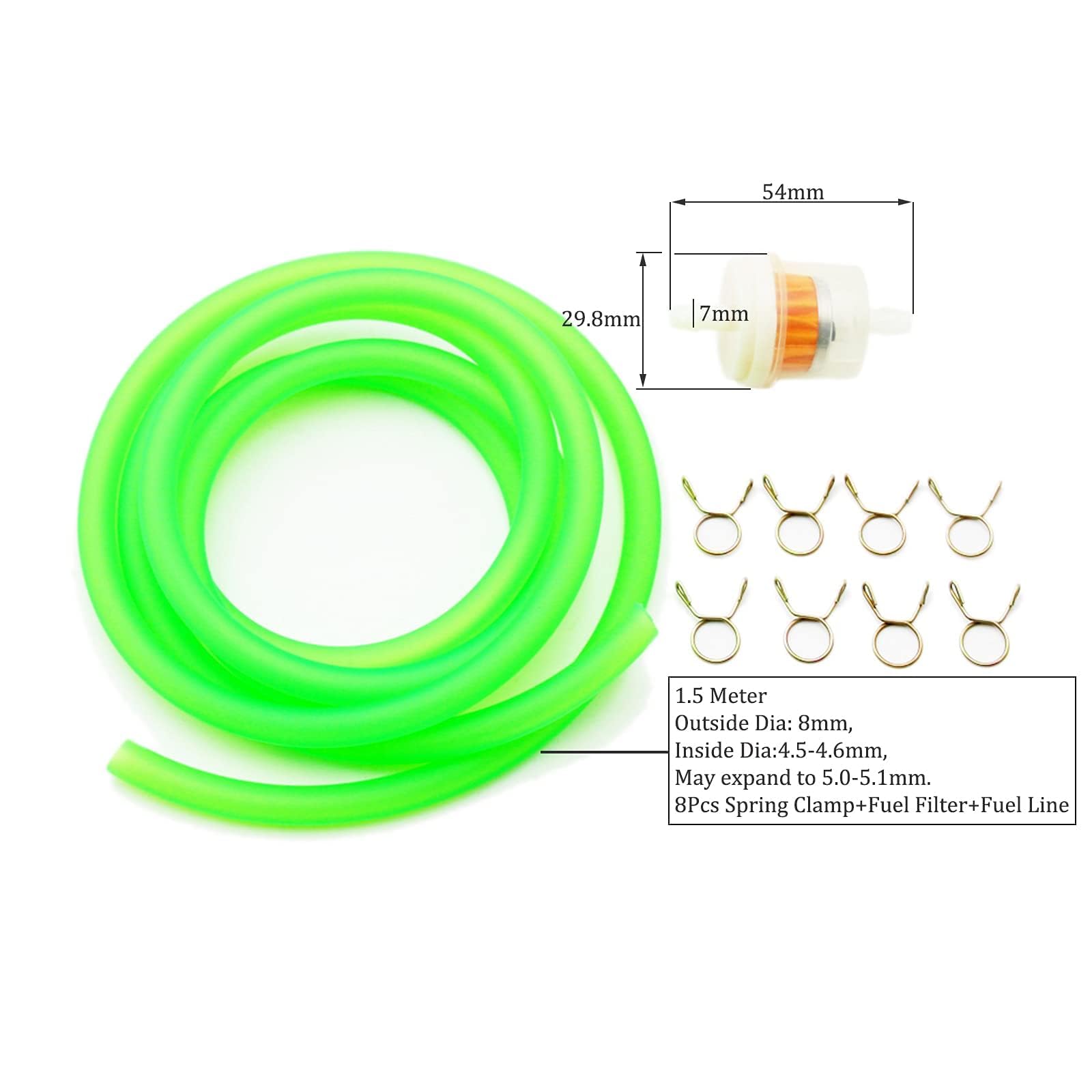 Pro Bat 3/16 Inches 5Mm Gy6 150Cc Hose Gas Fuel Line For Atv Dirt Bike Go Kart Moped Pocket Bike (1.5M/59'', Green)