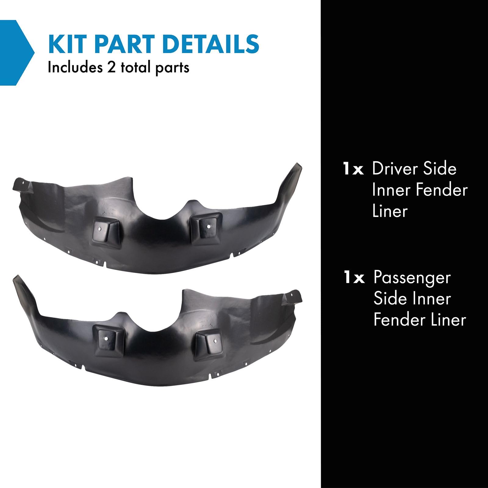 Trq Inner Fender Liner Set Compatible With 2002-2007 Saturn Vue Gm1248135 Gm1249135