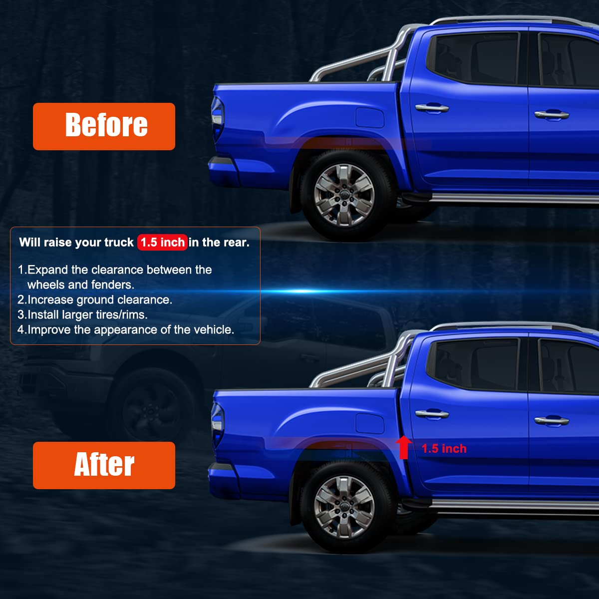 Gasupply 1.5'' Rear Leveling Lift Kits, Compatible With 2009-2024 Dodge Ram 1500 2Wd 4Wd, 1.5 Inch Raise Strut Suspension Spacer