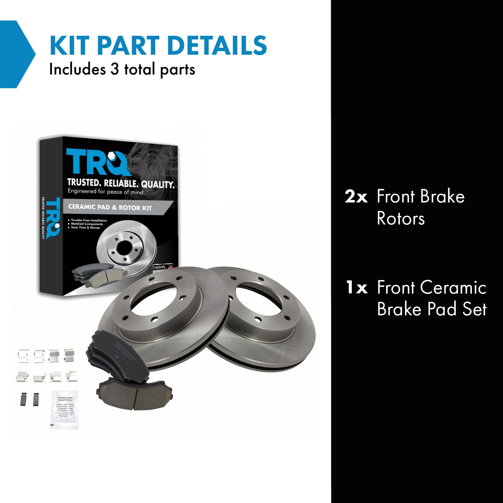 Trq Front Brake Pad & Rotor Kit Brake Pads Brake Rotor Ceramic Compatible With 2002 Honda Passport 2002-2004 Isuzu Axiom Rodeo 2