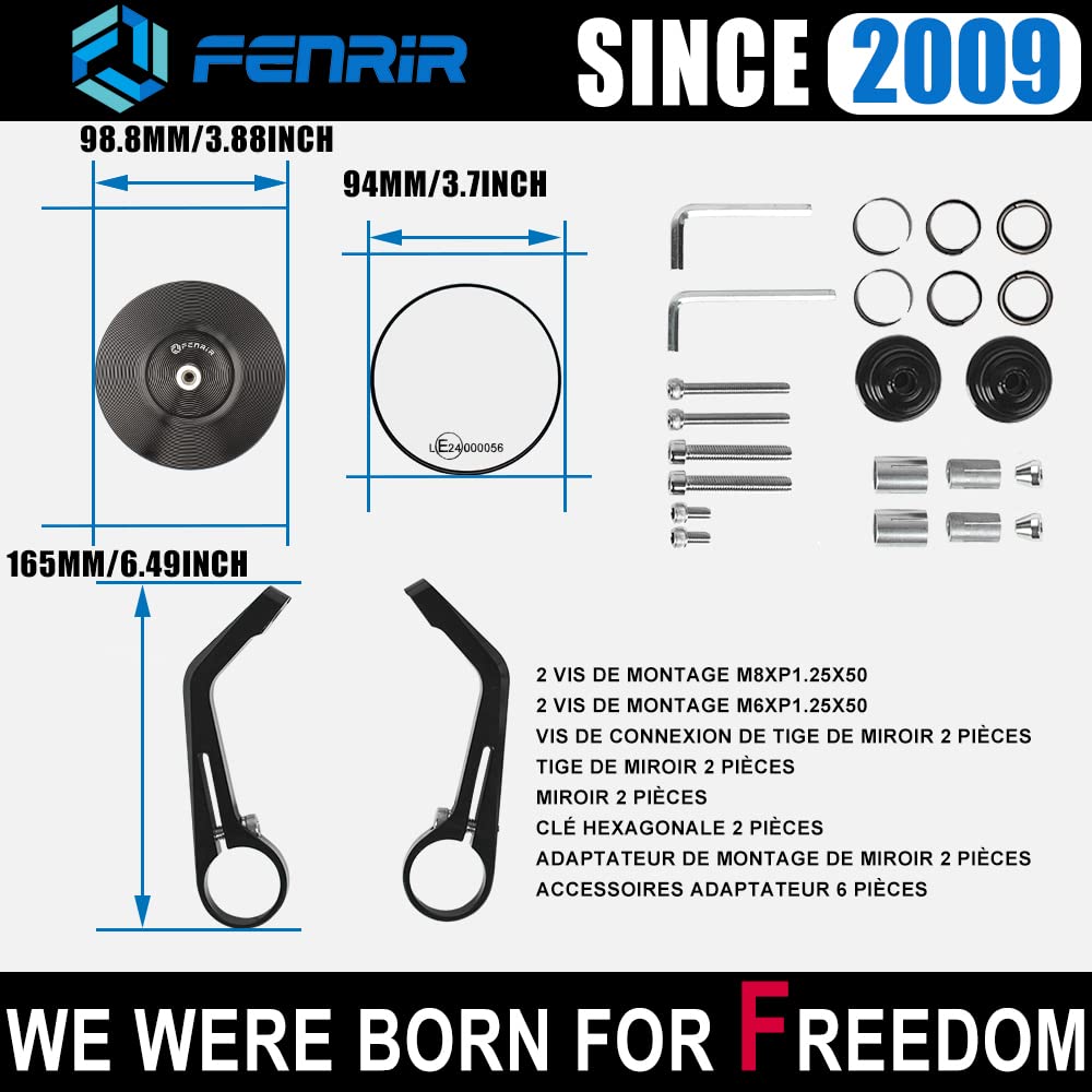 Fenrir Motorcycle Bar End Mirror For Sv650 Rebel1100 Cb1000R Cb650R Cb300R Xsr700 Xsr900 Z650Rs Z900Rs Vulcan S Rninet R18 Monster Scrambler Vitpilen Svartpilen V7 V9 Trident660 Speed Twin Bonneville