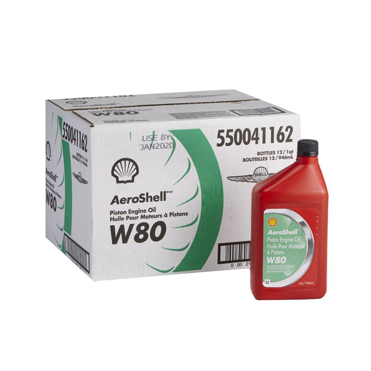 Aeroshell Shaew080-12 W80 Shell Aviation Oil, 1 Quart, 12 Pack