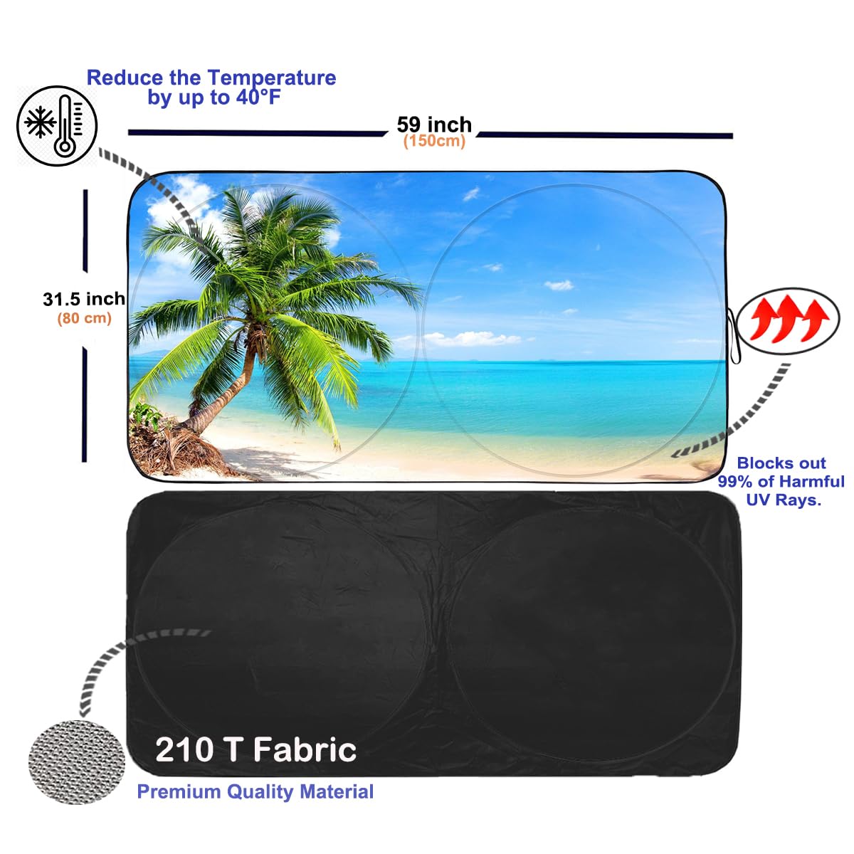 Gven Windshield Sun Shade Car Sun Shade Windshield Palm Tree Windshield Shade Uv Protection Heat Reflective Car Sunshade Fits Sm