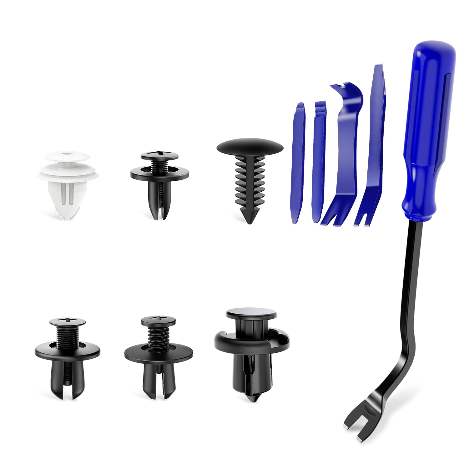 Gooacc 125Pcs Car Bumper Push Retainer Clips Nylon Fasteners Rivet Kit 6Mm 7.6Mm 8Mm 8.8Mm 10Mm Door Trim Panel Clips 5Pc Fasten