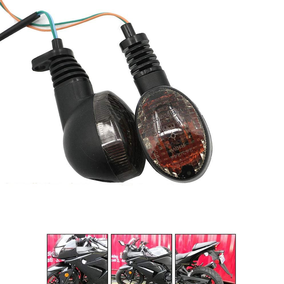 Motoparty Motorcycle Turn Signals For Kawasaki Ex250R Ninja 250R Klx250S Klx250Sf Vn650 Vulcan S Front/Rear Turn Signal Indicator Light Blinker Lamp Motorcycle, (Smoke Shell)