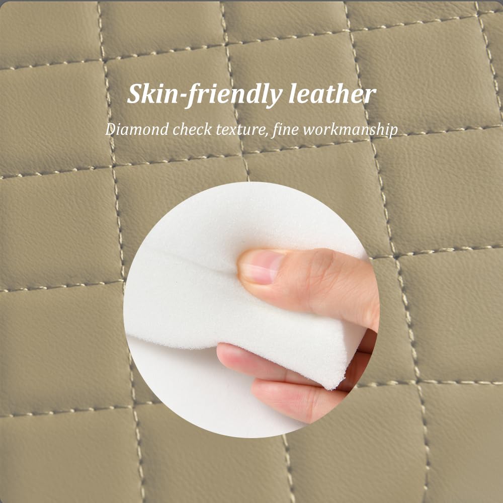 5-in-1 Car Center Console Cover,Multifunctional Arm Rest Cover for Car with Cup Holder,Phone Holder,Pocket,Car Tissue Holder,Lea