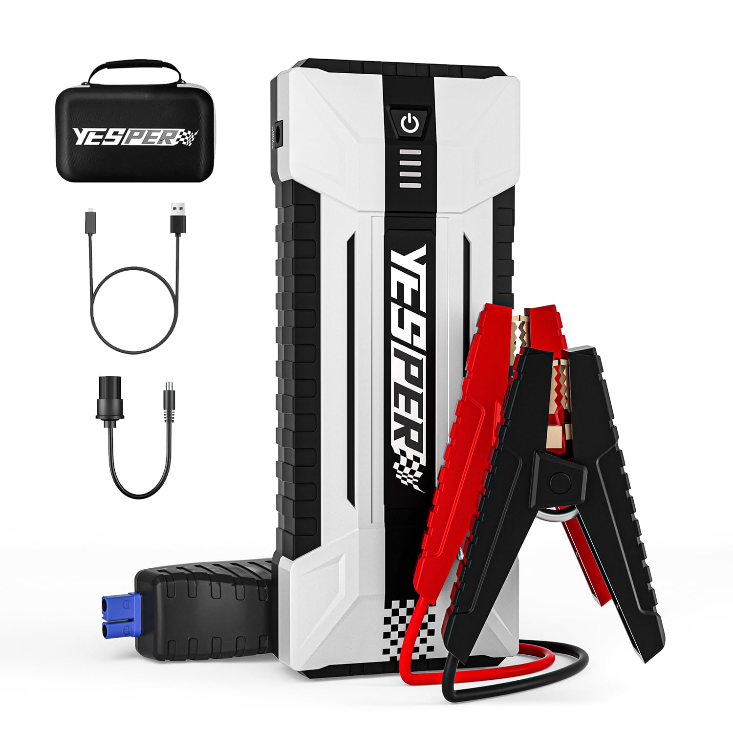 Yesper 2160A Battery Jump Starter Protable, Booster Pack Jump Box For 12V Car (Up To 9.0L Gas/7.0L Diesel Engine), Jumper Cables With Dsli Safe Tech, Dc 15V Port(Real Capacity)