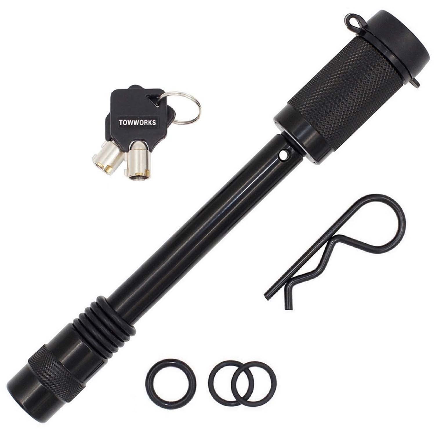 TowWorks 79830 Keyed Alike 5/8 Trailer Hitch Lock with Extra Long 4-1/2 Span, Double Safety Tow Hitch Locking Pin for 3 Receiver