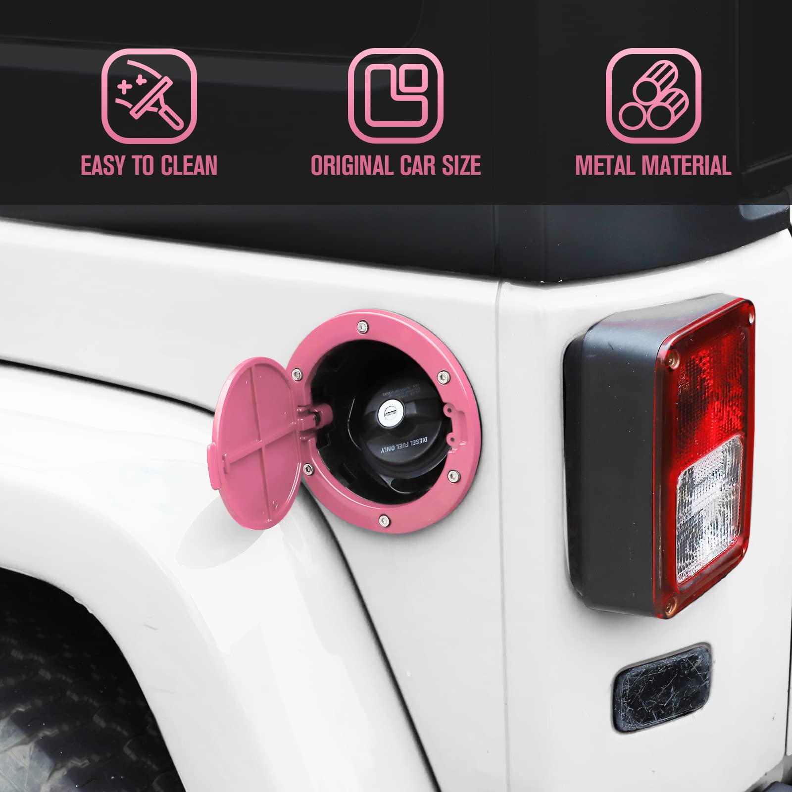 Jecar Jk Fuel Filler Cover Gas Cap Aluminum Alloy Gas Tank Door Exterior Accessories For Jeep Wrangler 2007-2018 Jk Jku, Pink