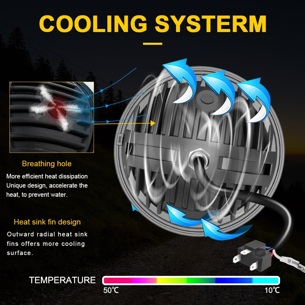 4Pcs 5.75 Inch Round Led Headlights Dot Approved Sealed Beam 45W 5-3/4' Hi/Lo Beam Drl Headlamp Replacement For Chevelle/Firebird/Corvette/Pontiac/Coronet/Semi/Impala/Thunderbird, H5006