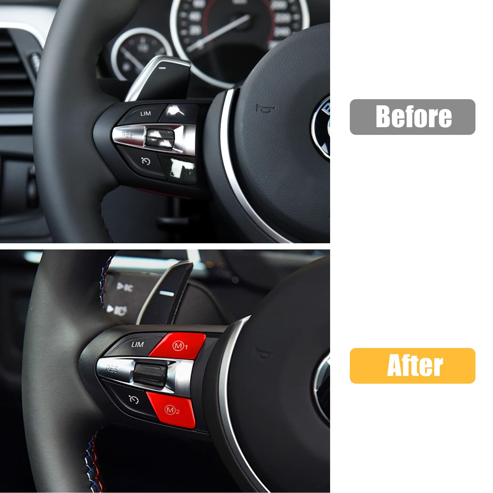 Jaronx Compatible With Bmw M1 M2 Buttons, Steering Wheel Sporty Red Start Stop Active Cruise Control Button For Bmw M3 F30 F80/M