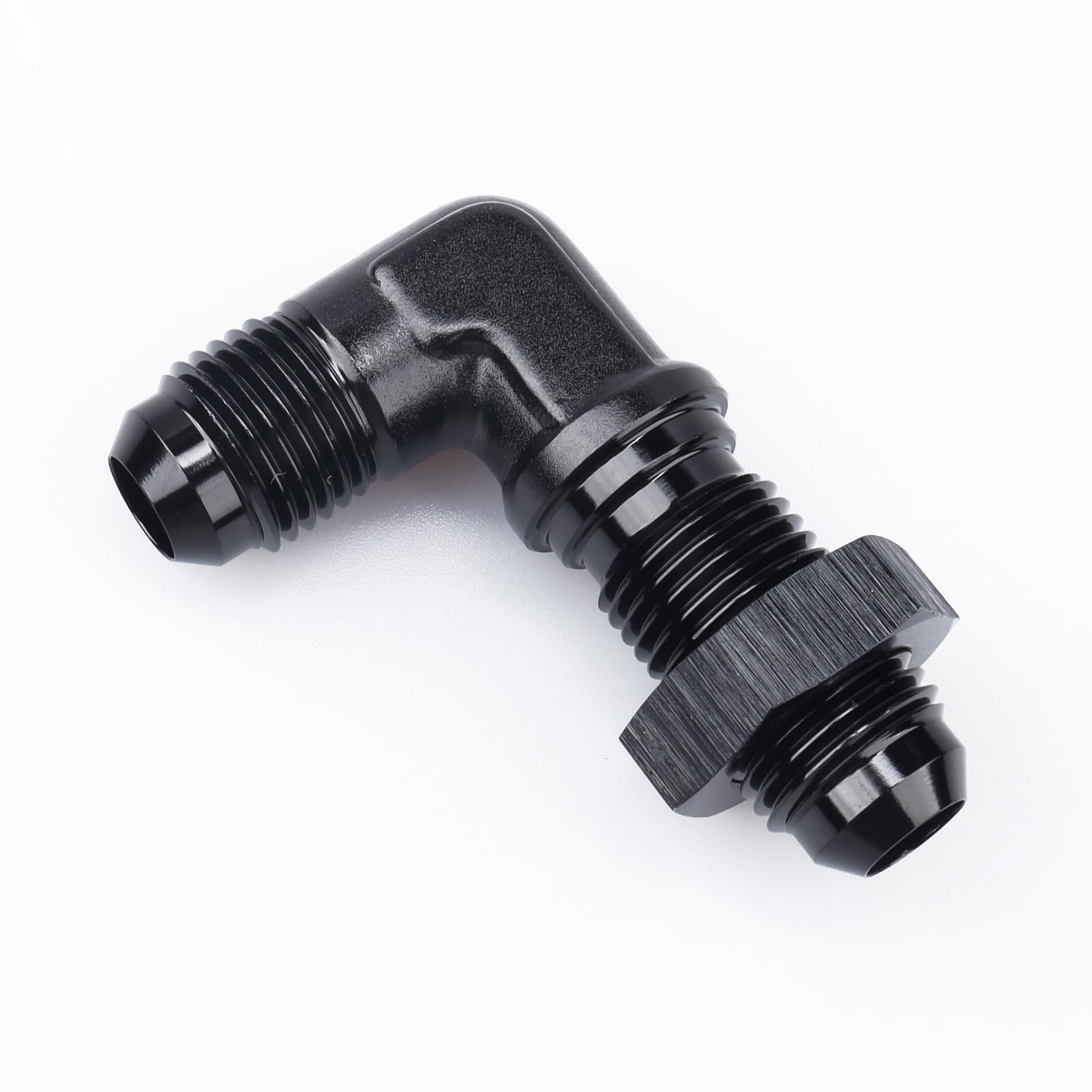 AC PERFORMANCE -6 AN Male Flare 90 Degree Bulkhead Fitting Adapter Aluminum Black with AN6 Nut