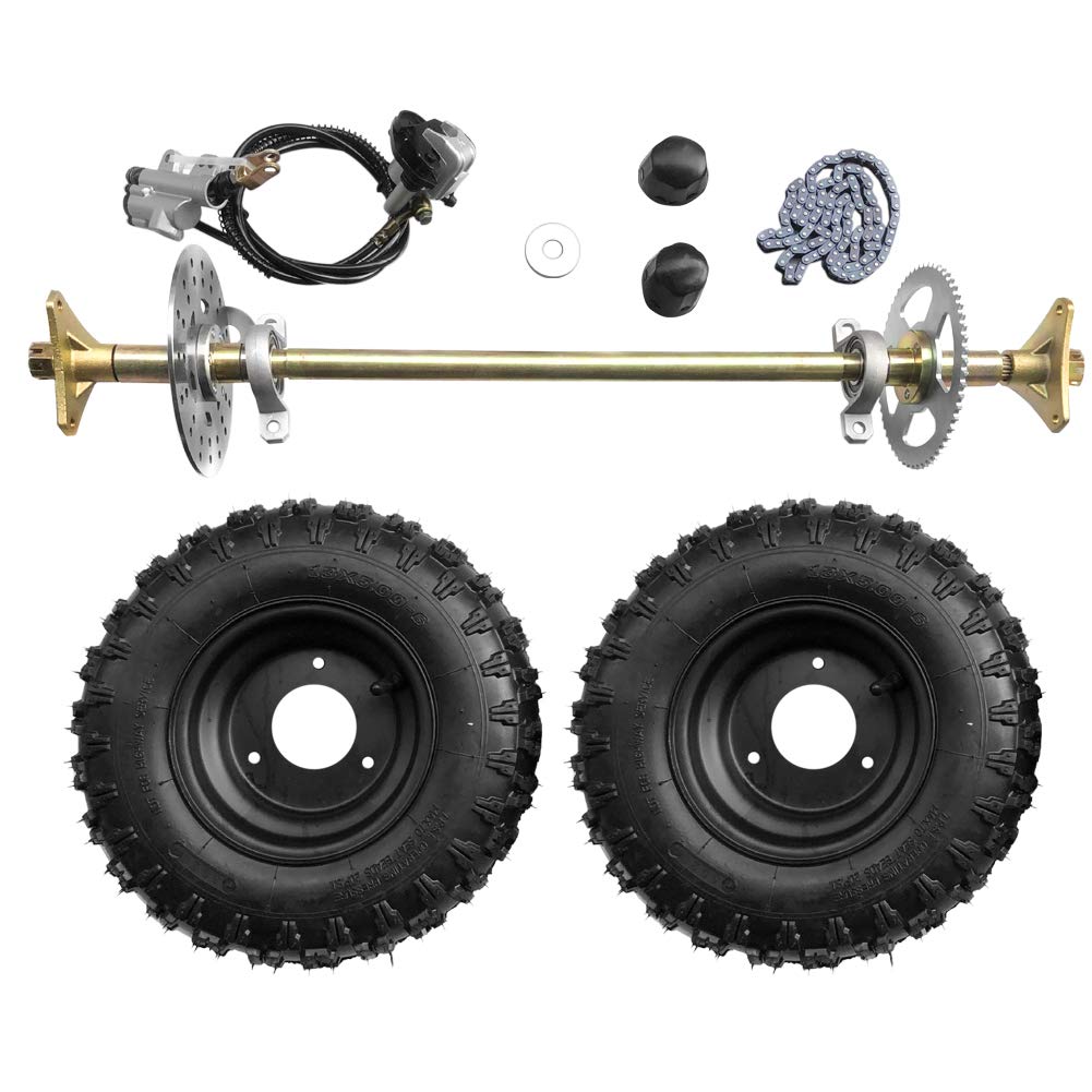 Togarhow 740mm 29 inch Go Kart Rear Axle Assembly Complete Wheel Hub Kit & 13 * 5-6 Wheel Tires with Rim & Brake Assembly & T8F 
