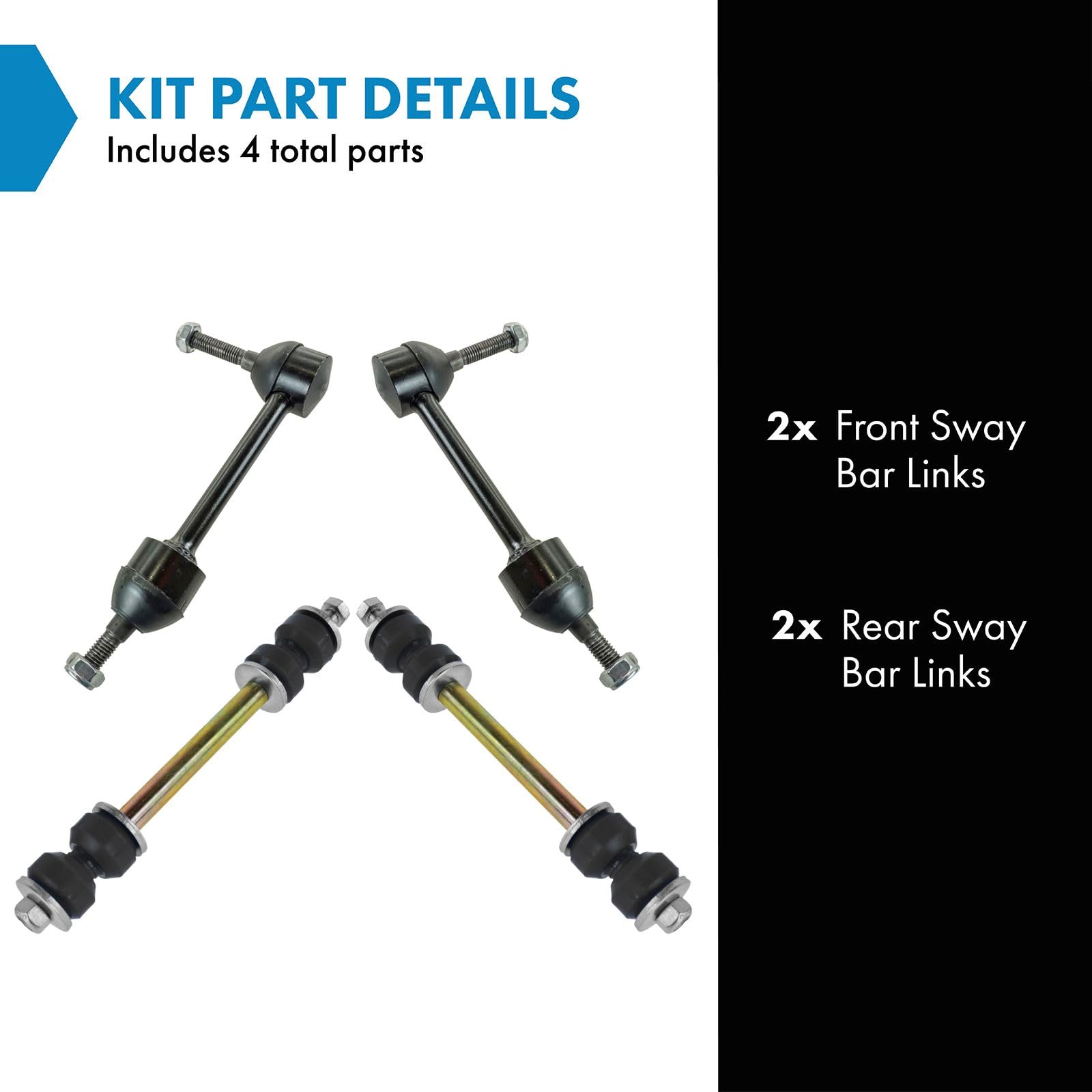 Trq Front & Rear Sway Bar Stabilizer Link Set Compatible With 1995-1997 Ford Crown Victoria Lincoln Town Car Mercury Grand Marqu