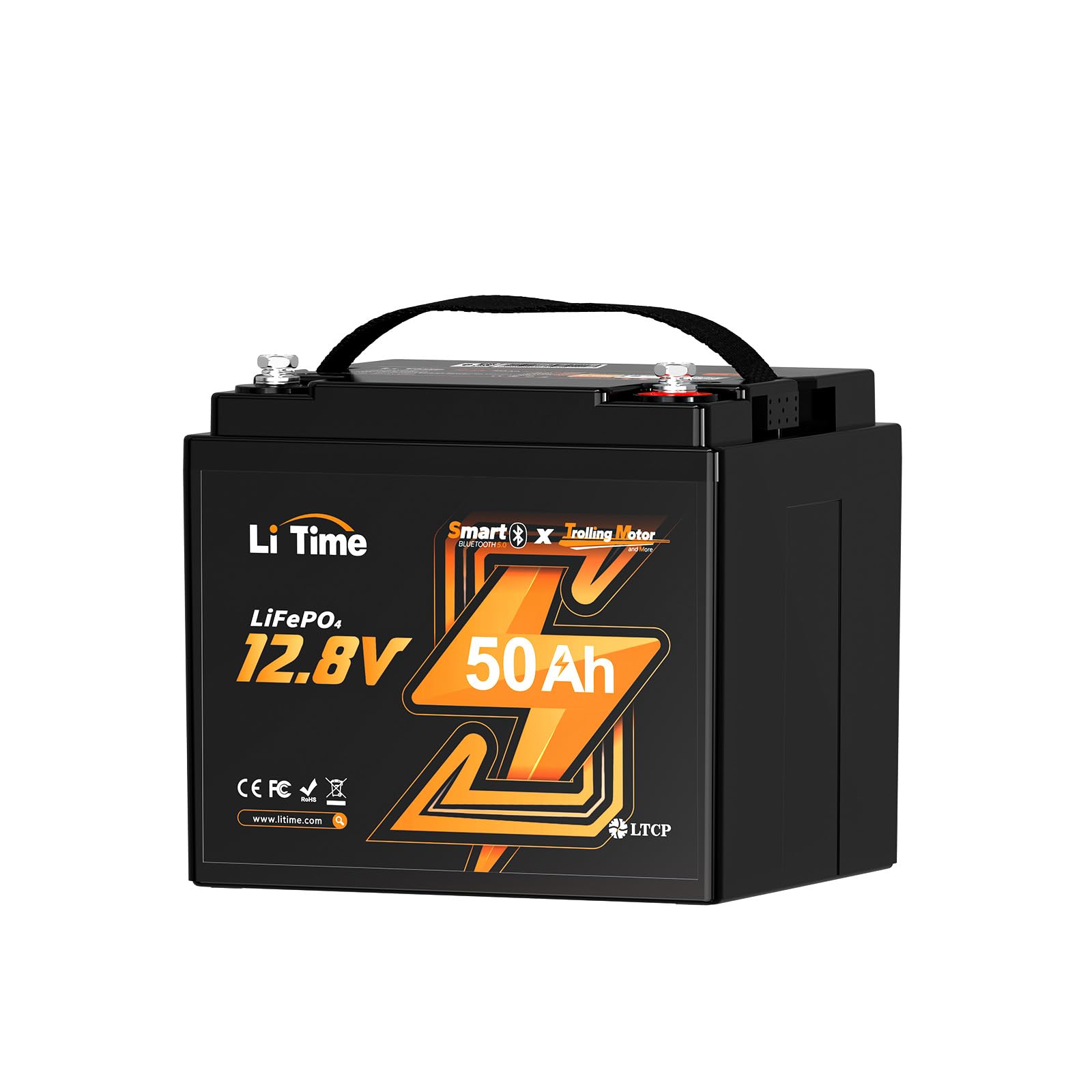 Litime 12V 50Ah Tm Bluetooth Lifepo4 Battery,Lithium Deep Cycle Battery,Low Temperature Protection, Built-In 50A Bms, 4000+ Cycl