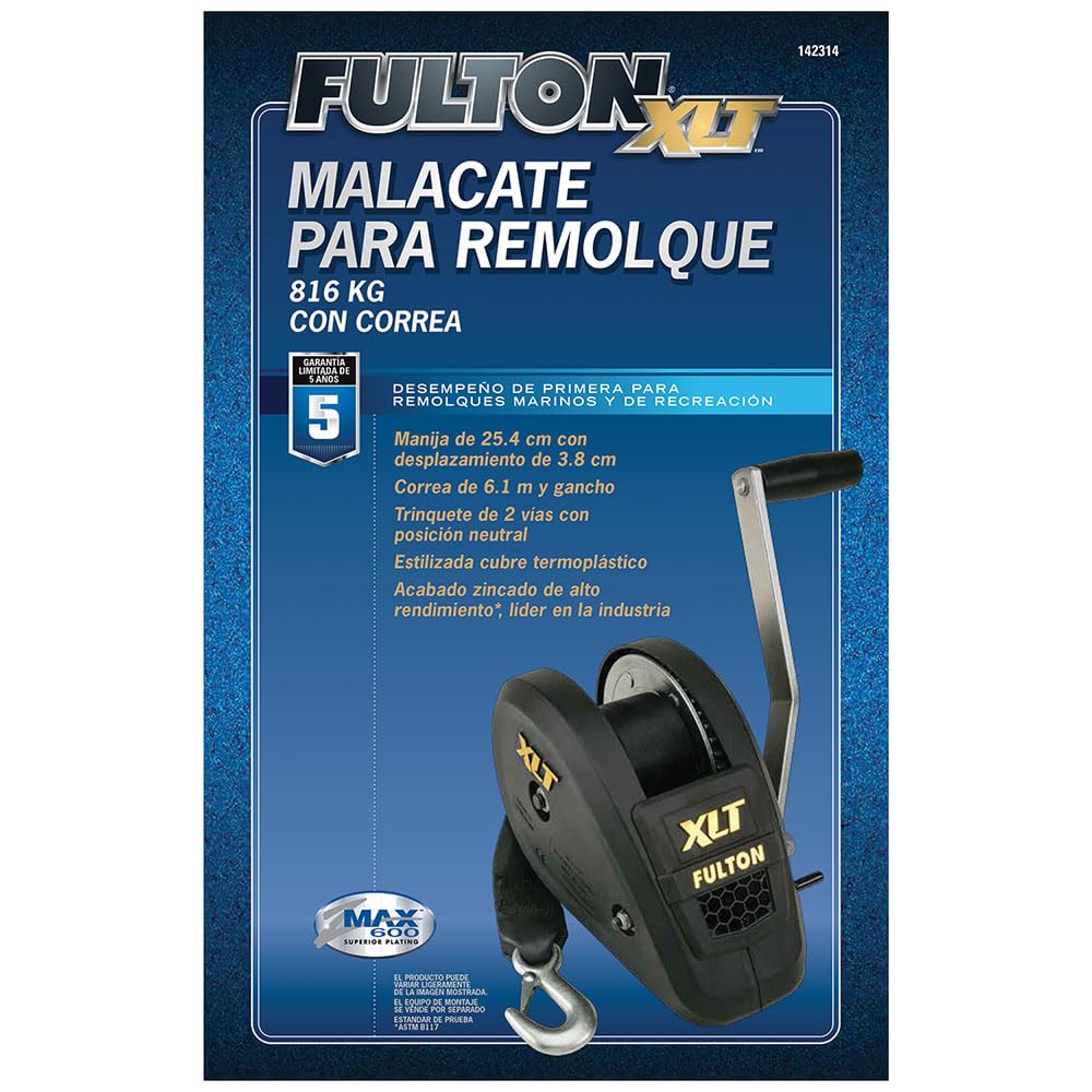 Fulton 142314 Xlt Single Speed Winch With 20' Strap And Cover - 1800 Lbs. Capacity, 1 Pack , Black