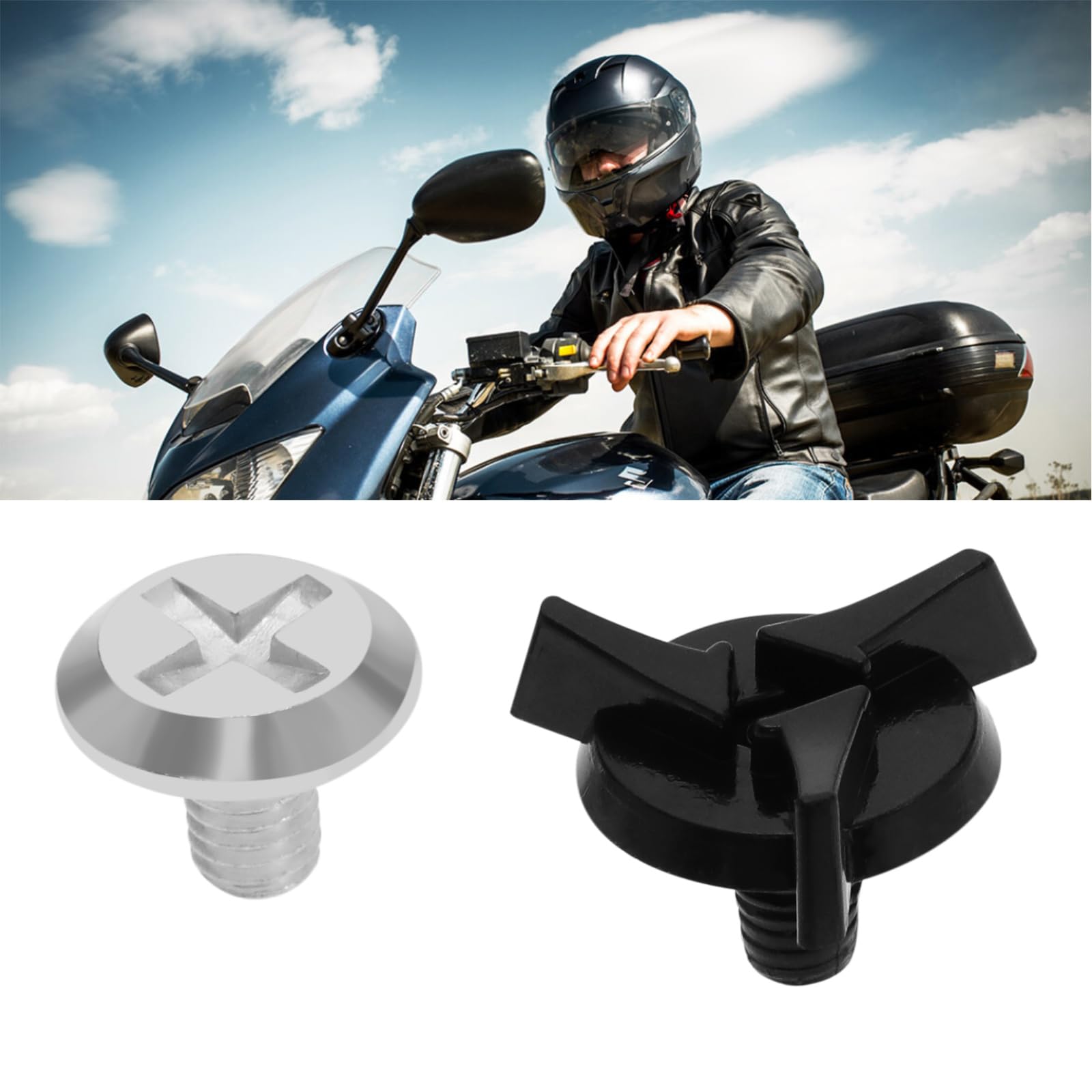 Micro Traders 2 Sets Of Motorcycle Helmet Screws Fixing Screws Helmet Accessories Plastic Metal For Motorcycle Off-Road Vehicles Black Silver
