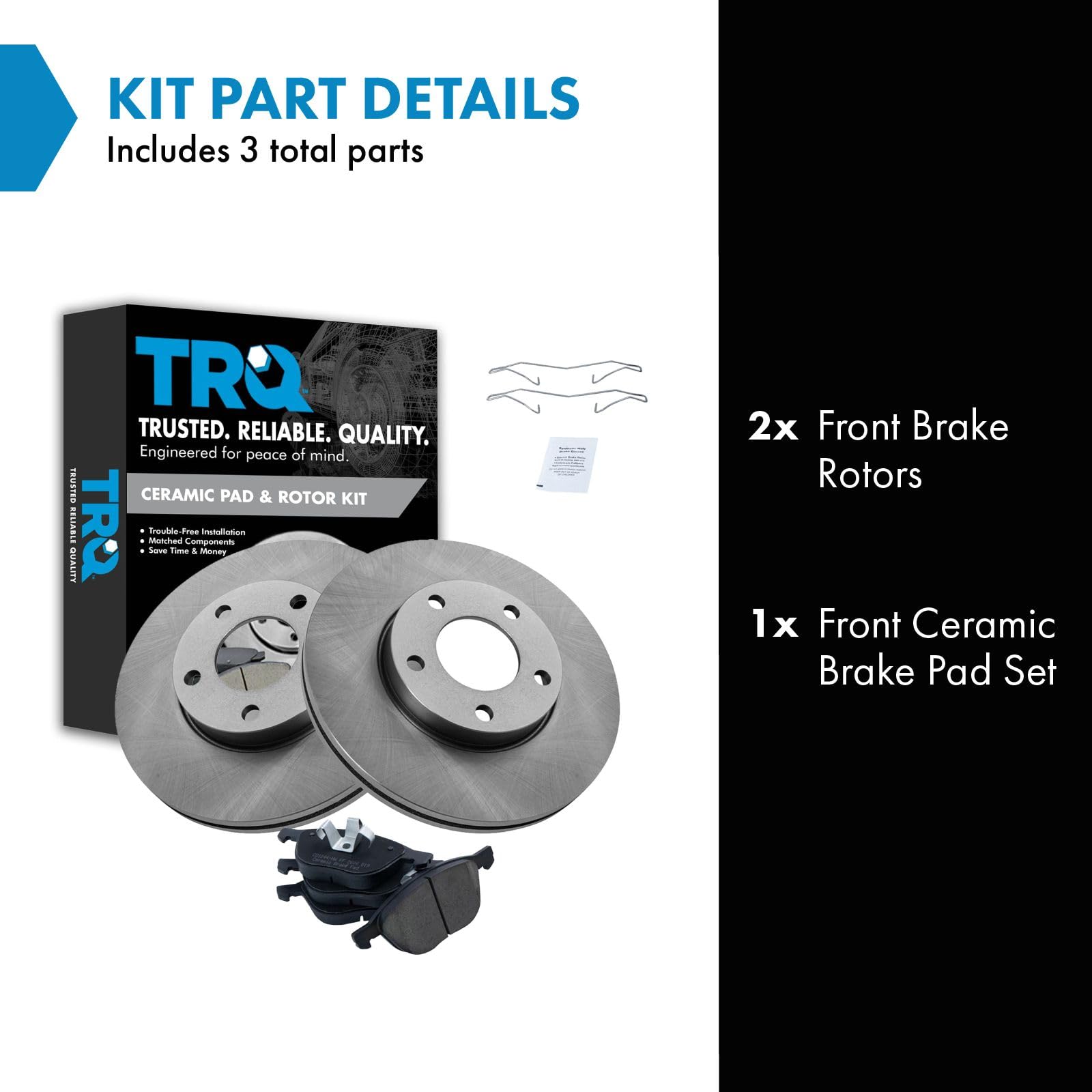 Trq Front Brake Pad & Rotor Kit Brake Pads Brake Rotor Ceramic Compatible With 2004-2013 Mazda 3