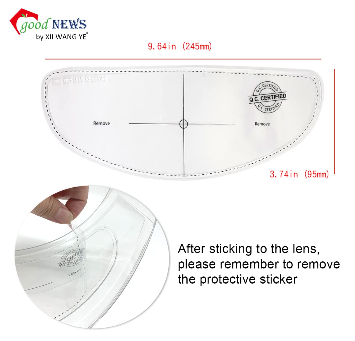 Xii Wy Universal Motorcycle Full Face Helmet Shield Anti Fog Film,Clear Visor Lens Insert Fog Resistant Waterproof Sticker