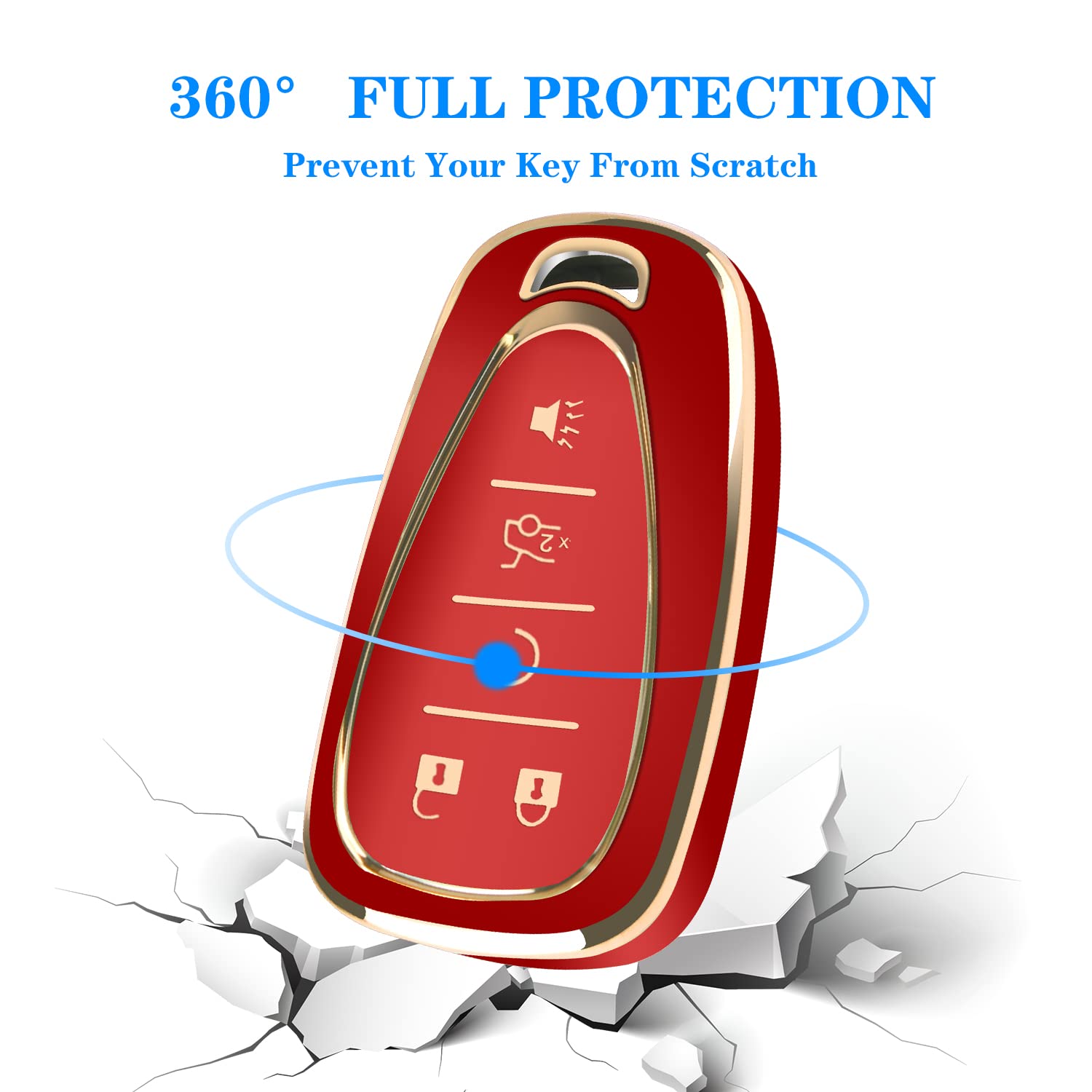 Qbuc For Chevy Key Fob Cover With Keychain Tpu Protector Suitable For Chevrolet Equinox Malibu Traverse Blazer Camaro Impala Cruze Volt Bolt Sonic Trax Tahoe Key Shell Remote Holder(Red)