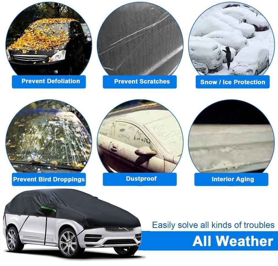 Universal Suv Mpvhalf Car Cover Waterproof All Weather, Hail Protector Car Body Covers Outdoor Indoor For All Season Windproof D