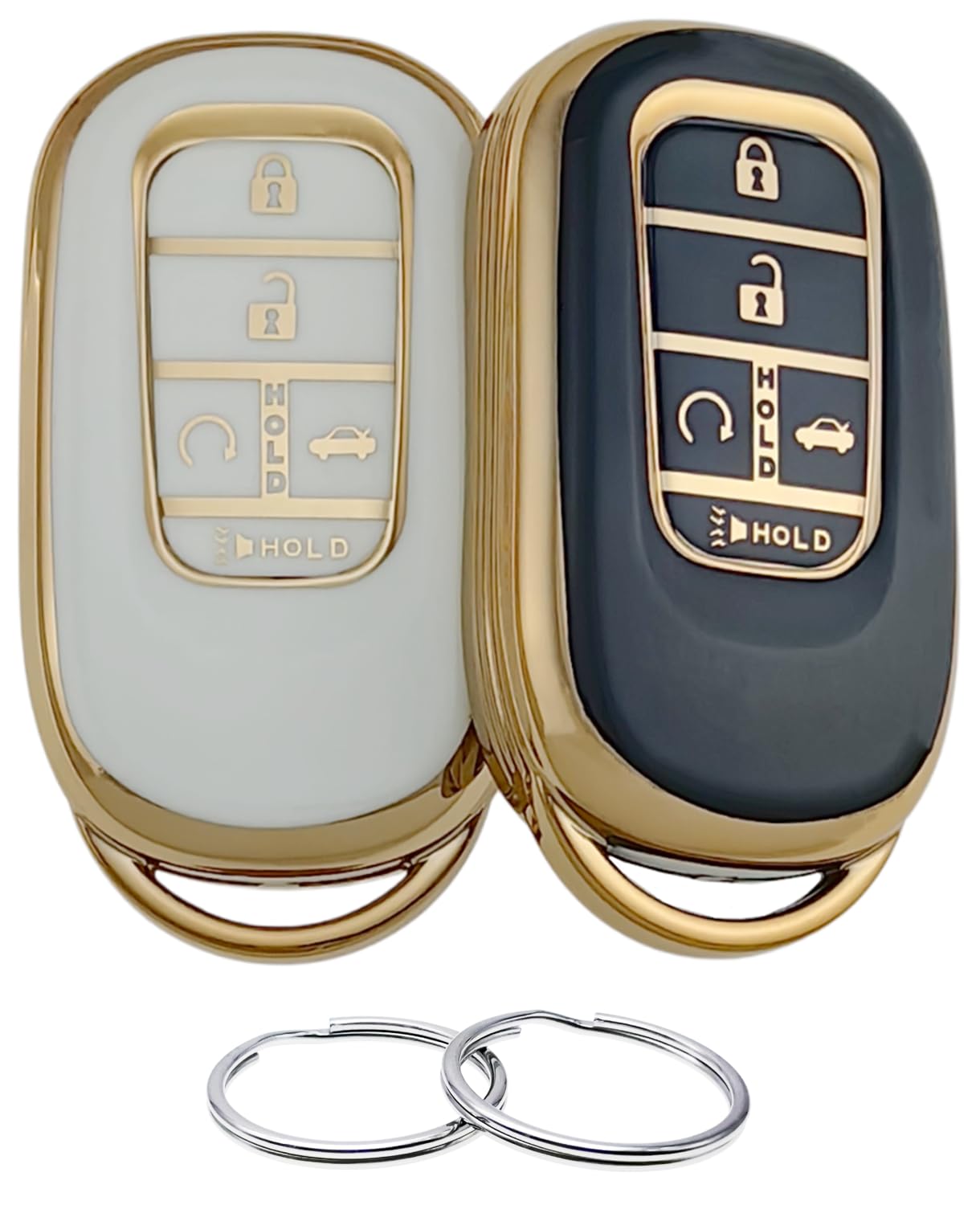 Reprotecting Tpu Key Fob Cover Compatible With (5 Buttons) 2022-2025 Honda Accord Civic Hr-V Cr-V Pilot Sport Si Ex Ex-L Touring (Black/White)