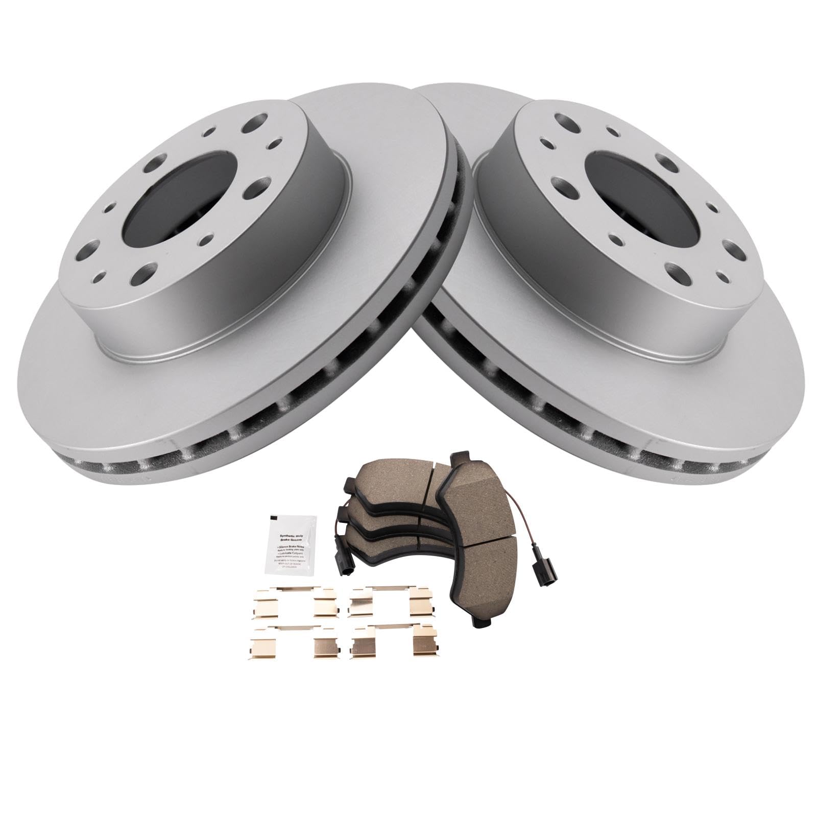 Trq Front Brake Pad & Rotor Kit Brake Pads Brake Rotor Ceramic Premium G-Coated Compatible With 2014-2021 Ram Promaster 1500 Pro