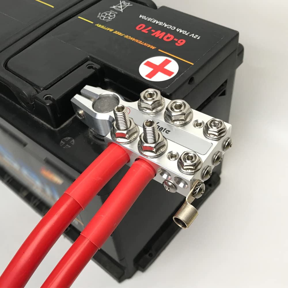 Vgate 20-Way Lead Acid Battery Post Terminal Ends Distribution Block Bus Bar, 8 Awg Up To 4/0(Xl) Wire Gauge For Tapered Top Pos