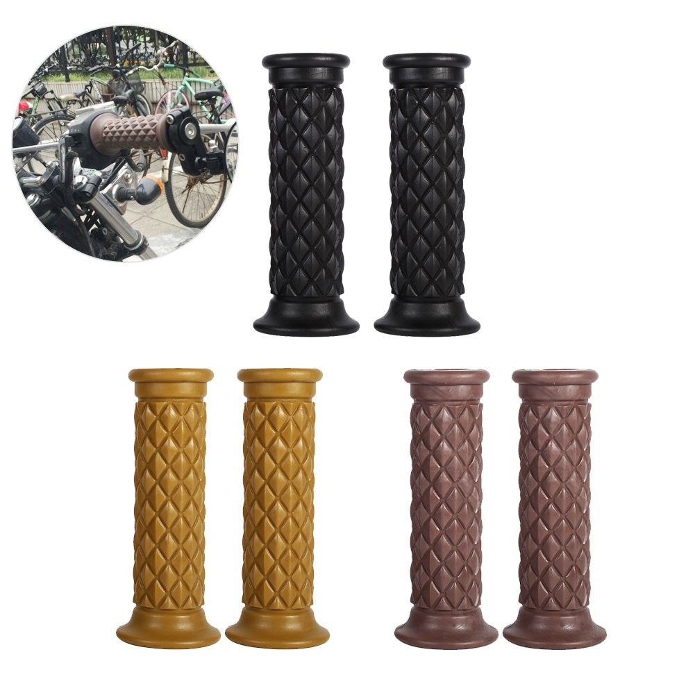 Anauto Motorcycle Handlebar Grips 1 Pair 7/8' And 1'' Anti-Slip Rubber Motorcycle Handlebar Hand Grips 22Mm Bar Open End Hot Universal For Cafe Racer Motorcycle Dirt Bike Motocross (Black)