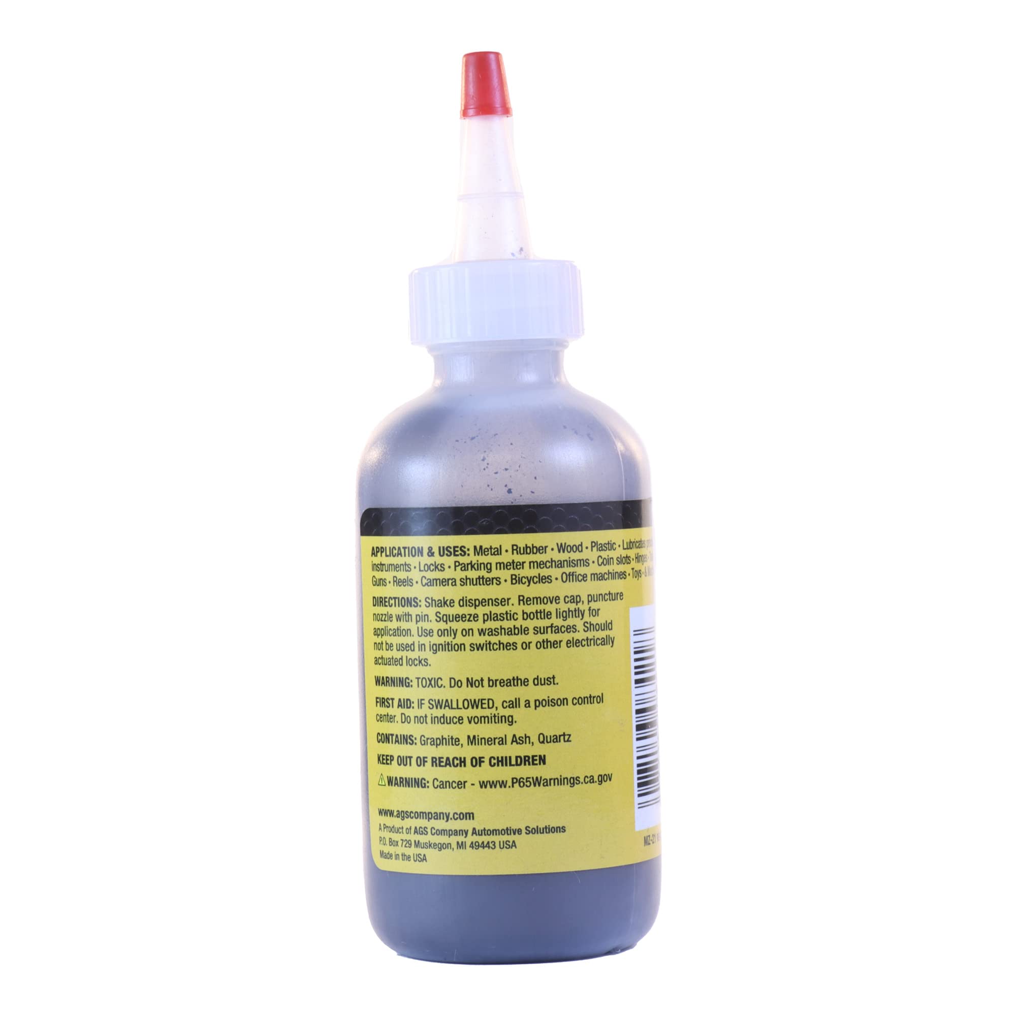 Ags Company Mr. Zip Extra Fine Dry Graphite Lubricants Bottle 2Oz., Advanced Dry Film Lubricant, Robust Home Improvement Aid, Di