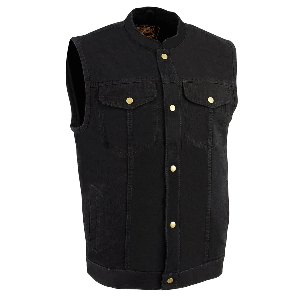 Milwaukee Leather Dm2238 Men'S Black Denim Snap Front Club Style Vest - Large