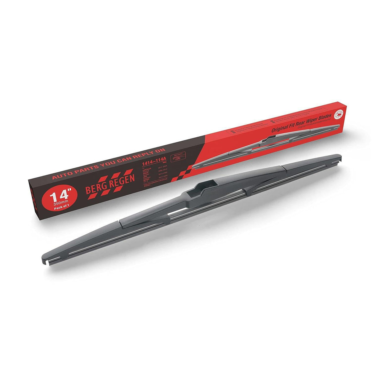 Berg Regen Rear Wiper Blade 14 Inch (14-A), Replacement For Jeep Cherokee 22-14, Accent 11-07, Santa Fe 12-07, Tucson 22-16, 3 1