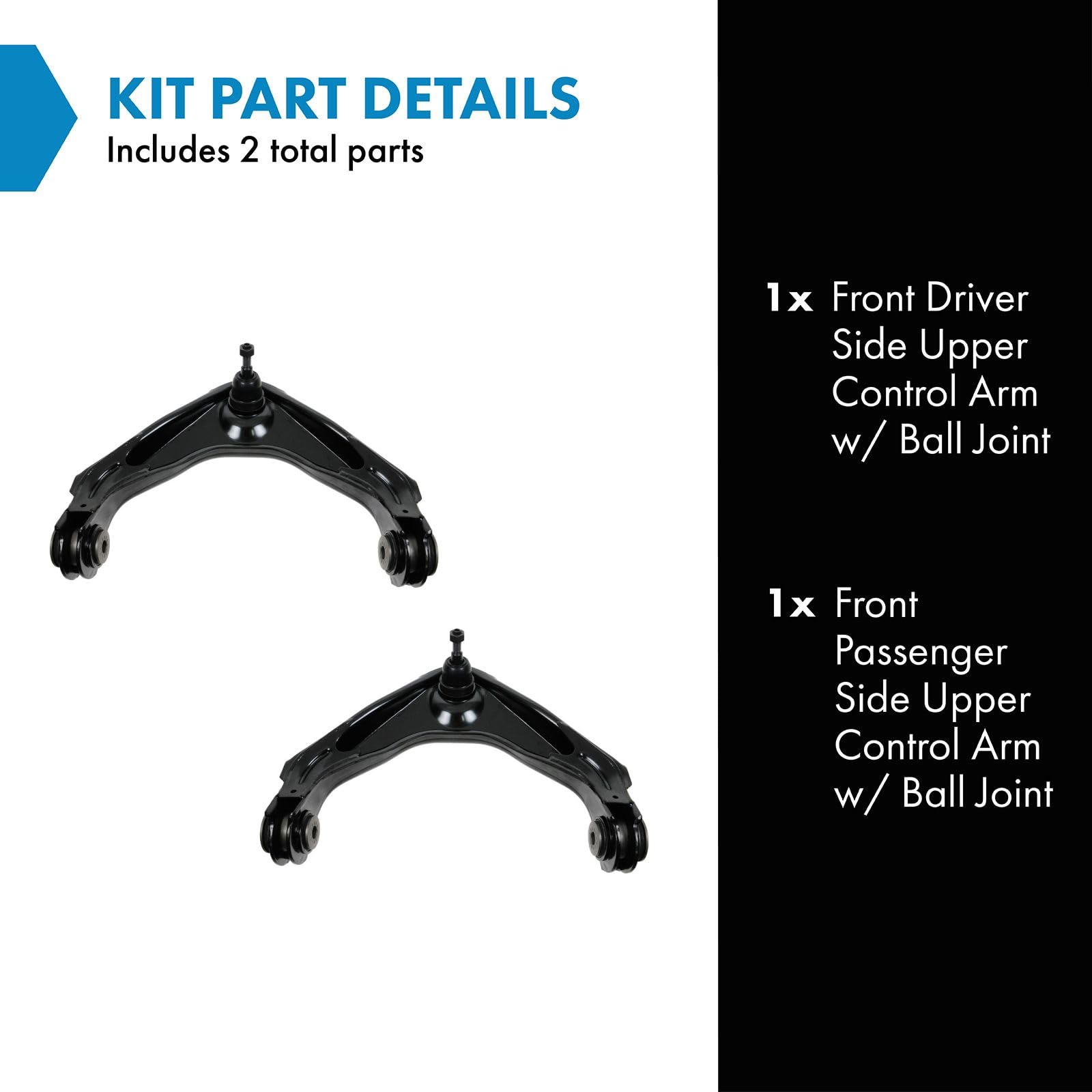 Trq Front Upper Control Arm With Ball Joint Set Compatible With 99-13 Chevrolet Gmc 03-09 Hummer